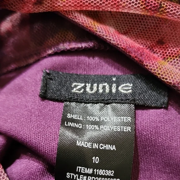 Zunie Elegant Floral Dress in Purple and Pink - Picture 3 of 3